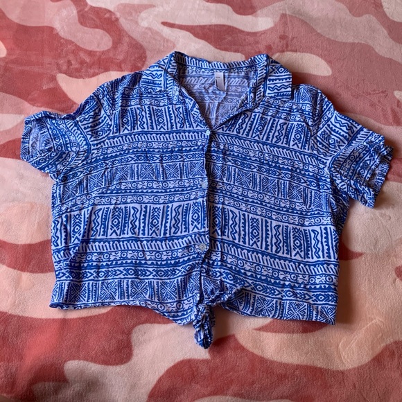 American apparel button up crop top